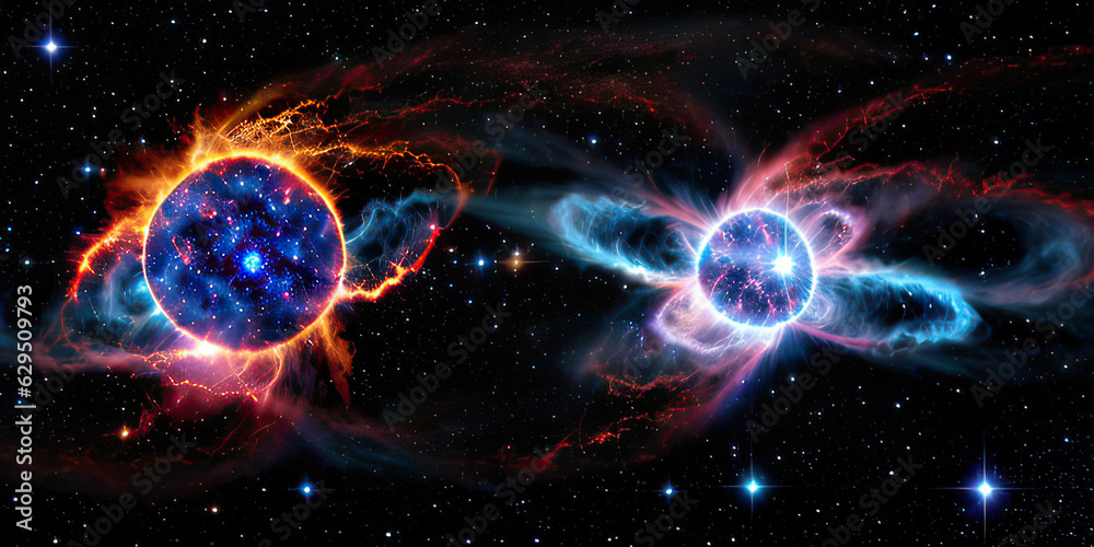 Fototapeta premium Abstract Concept Background Stunning Supernova With Assortment Colorful Splash Explosion In The Galaxy Dark Sky