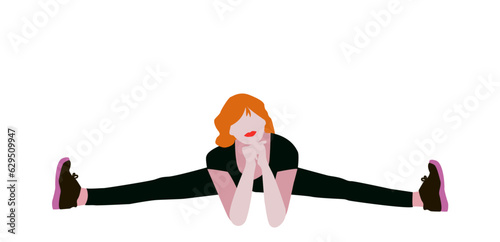 Girl in a sports pose on a white background