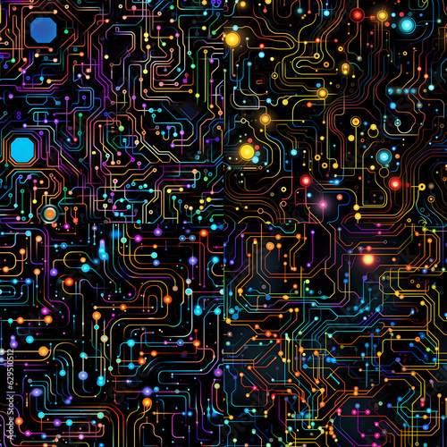 abstract background with code, chip, tech, electronic, motherboard, digital, AI generated 