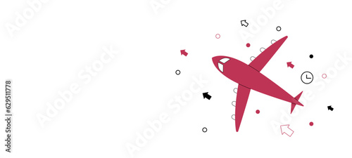 Flying plane vector linear illustration