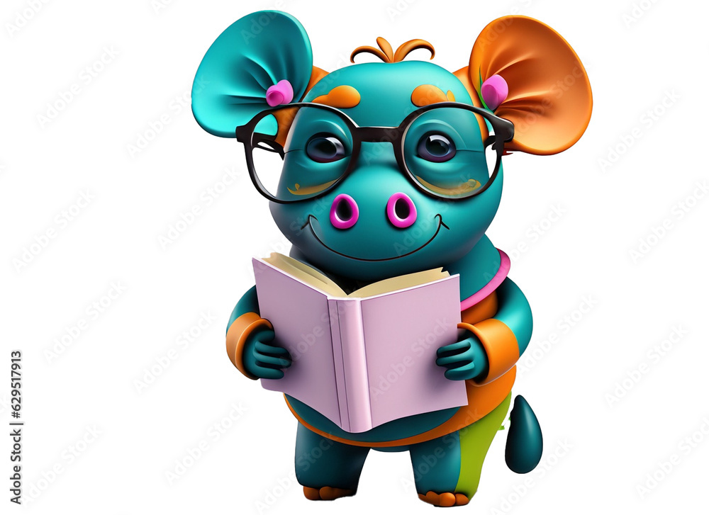 Fototapeta premium Little animal holding book