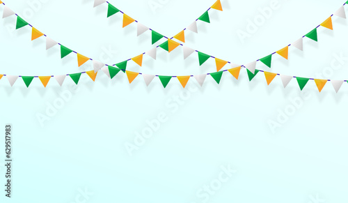 Indian Tri Color Flags Garland Bunting Hanging Decoration for Republic Day and Independence Day