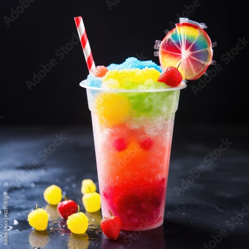 Ice Cold Slushie In a Glass With Dark Background