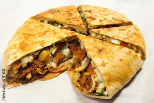 Italian Chicken Shawarma With Corn, Paprika, Olives, Chicken, and Spices on a White Background