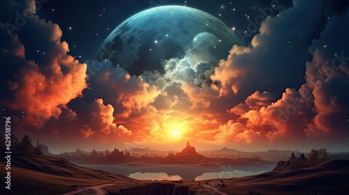 Beautiful celestial sky  dreamy fantasy world