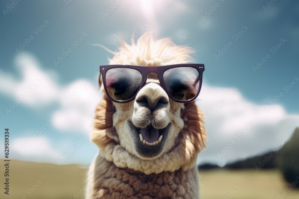 Funny cute alpaca. Generate Ai
