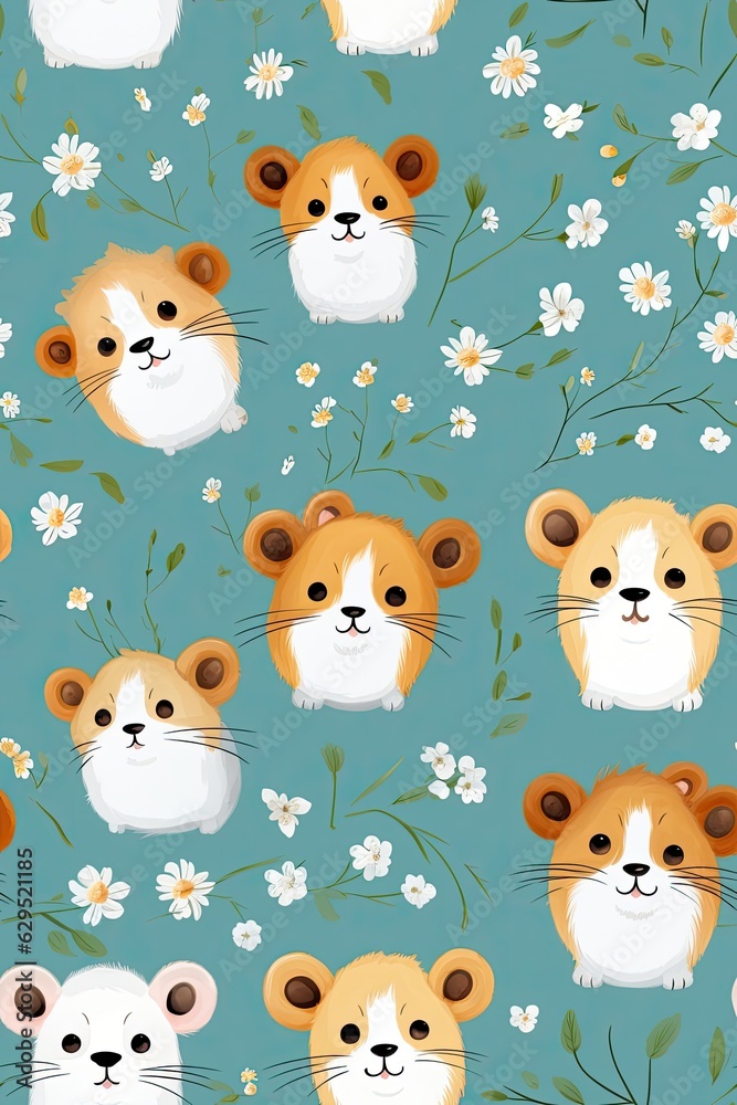 Hamster faces seamless tiles