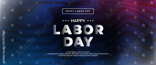 blue happy labor day banner with american flag elements