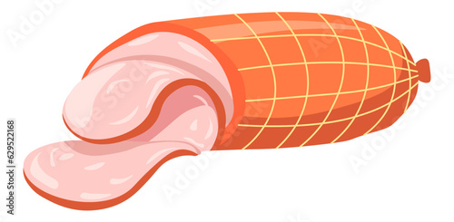 Ham sausage, pork or poultry meat food vector