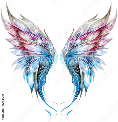 Transparent, isolated wings graphic. Generated by Midjourney AI (vers. 5.2) © Fractalicious AI