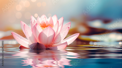 beautiful lotus flower in the pool. Generative AI