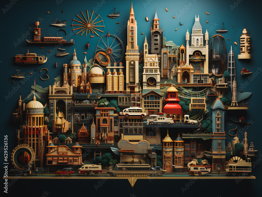 Obraz premium Singapur city scenery, concept of buildings, objects and infrastructure in the city. Generative AI