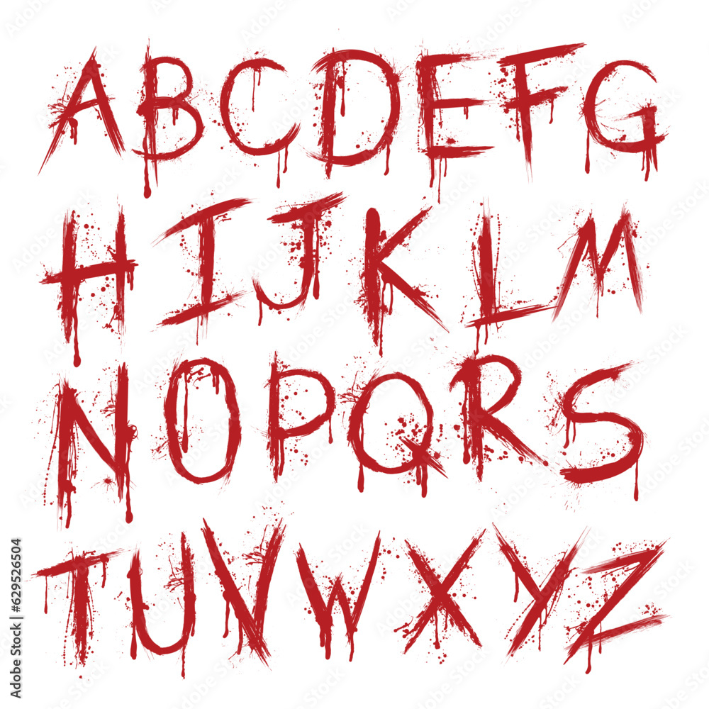 Blood splash lines English letters alphabet Blood splash lines English letters alphabet