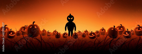 black halloween orange october pumpkin horror ghost dark night holiday. Generative AI.