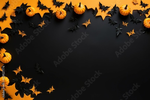 Halloween pumpkin bats background. Generate Ai