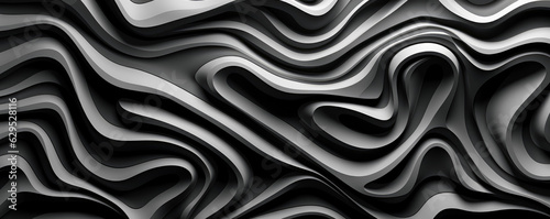 Black and white pattern of wavy shapes, in the style of free brushwork, abstract minimalism appreciator, brush strokes. 