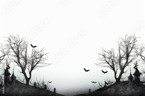 Halloween spooky night bats scene. Generate Ai