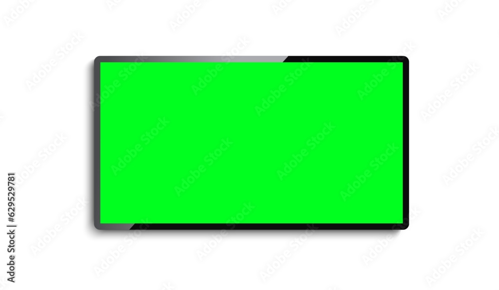 Realistic Television Green Screen Blank TV Display Mockup Vector Illustration Realistic Television Green Screen Blank TV Display Mockup Vector Illustration