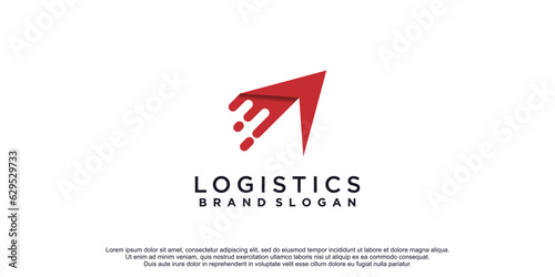 Logistic logo with arrow concept premium vector