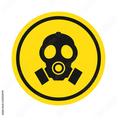 Toxic Gas Mask Yellow Symbol Isolated Vector Illustration