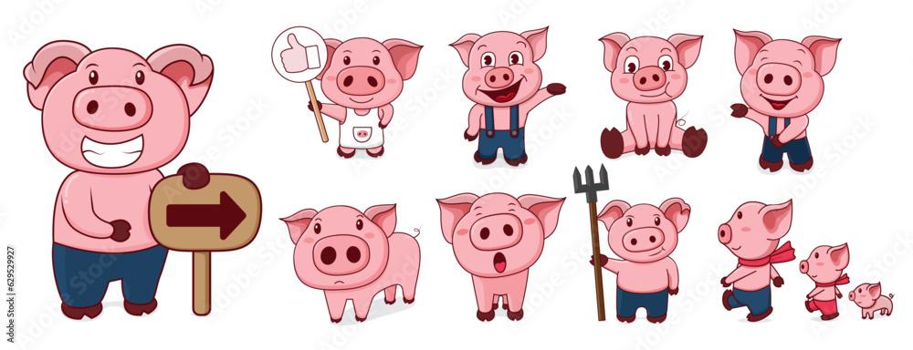 Vector cute pig cartoon style Vector cute pig cartoon style