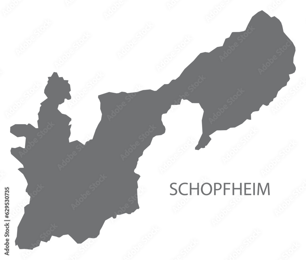 Schopfheim German city map grey illustration silhouette shape