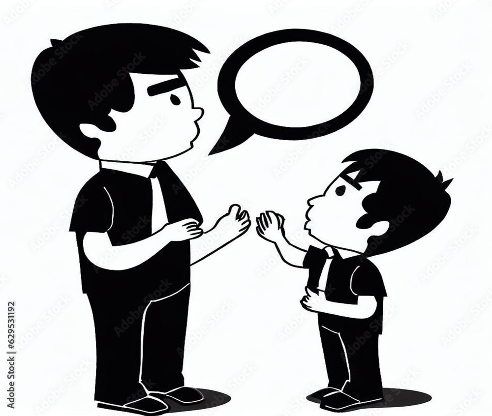 child and boy talking illustration child and boy talking illustration