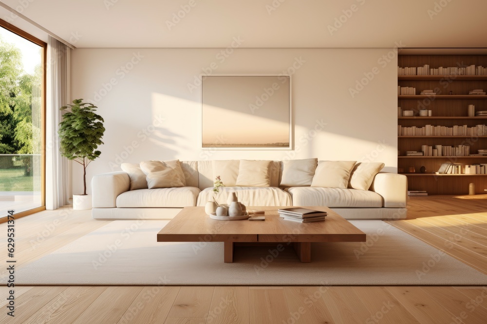 Fototapeta premium Living villa interior sofa. Generate Ai