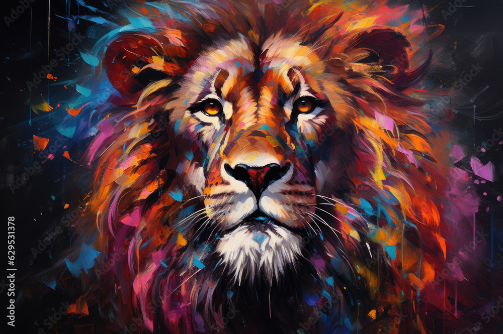 AI-Created Kaleidoscopic Lion: AI artistry comes alive in this image, presenting a lion amidst a kaleidoscopic background, making it an artistic and visually stunning portrayal.