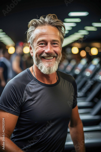 Mature man working out at t...