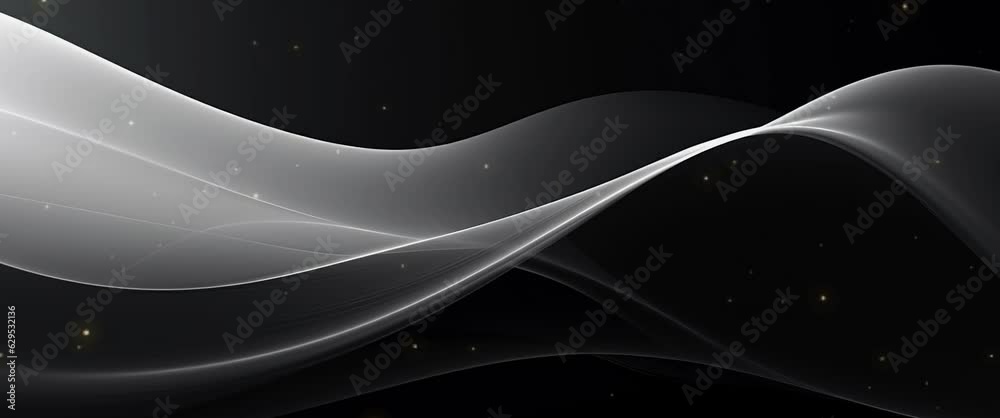 Anamorphic video elegant black and white abstract wave motion background