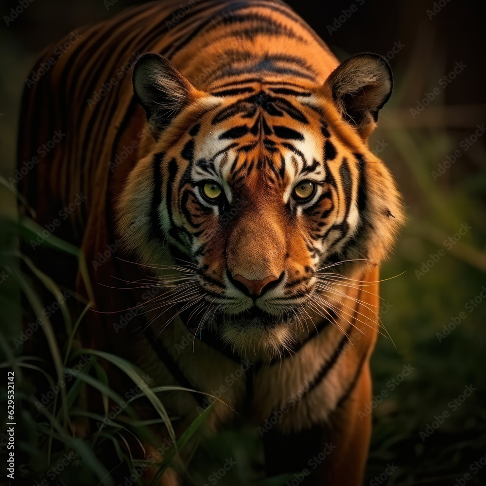 Fototapeta premium Tiger, Wildlife Photography, Generative AI