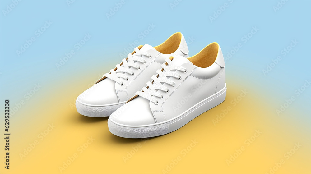 New and white sneackers mockup with classic design to customize 