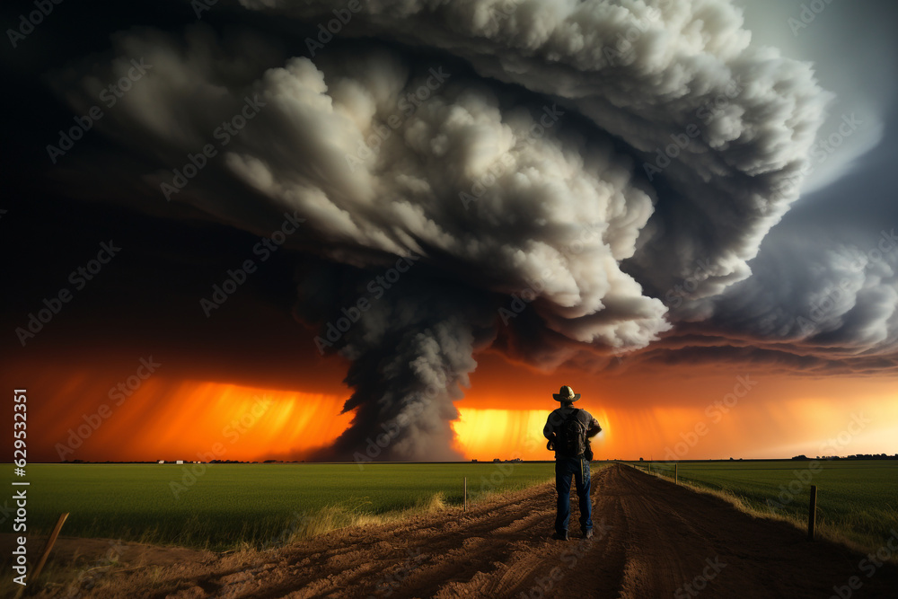 Tornado hunter chasing dangerous hurricane. Ai generated Tornado hunter chasing dangerous hurricane. Ai generated