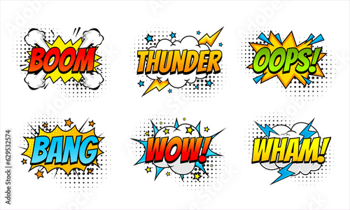 Comic cartoon speech bubbles hand drawn