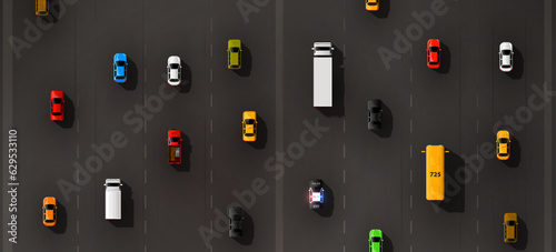 Traffic jam on the road. Road transport. Cars and transport concept.