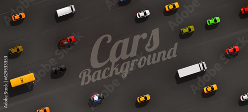 Traffic jam on the road. Road transport. Cars and transport concept.
