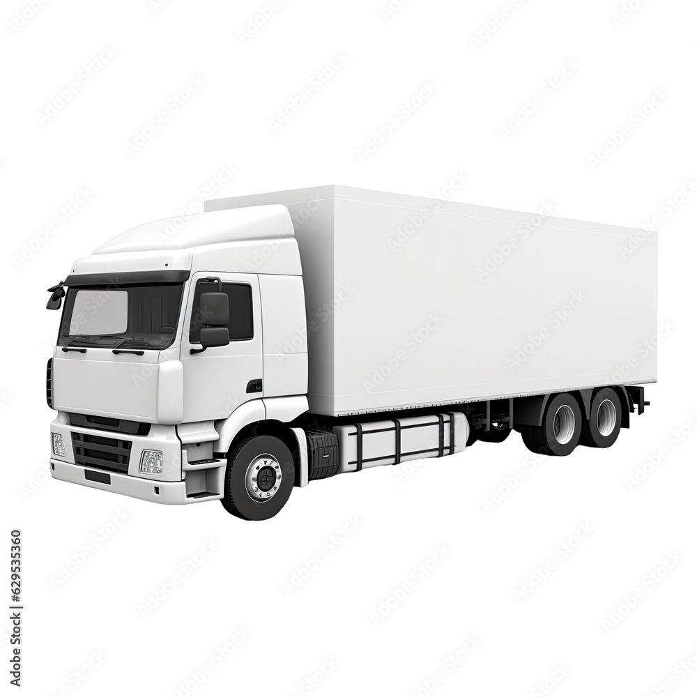 Cargo Truck with Detachable Trailer isolated on transparent background.