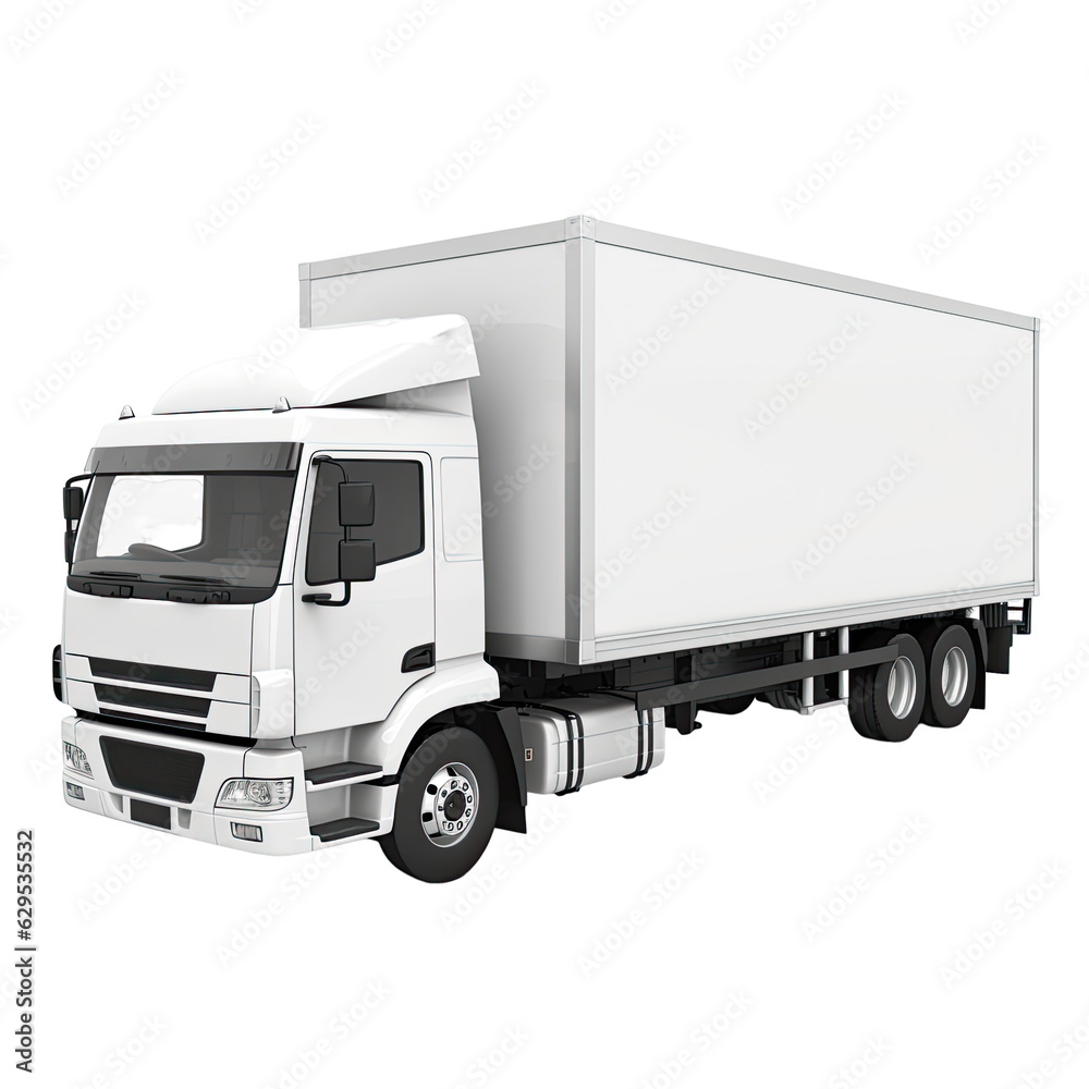 Cargo Truck with Refrigerated Compartment isolated on transparent background. Generative AI.