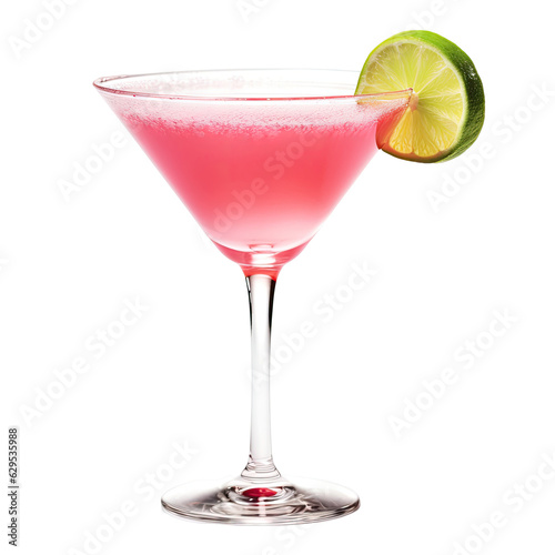 Cosmopolitan in Martini Glass isolated on transparent background. Generative AI.