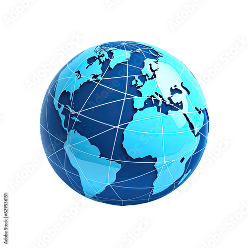 Global Connectivity Globe Icon isolated on transparent background. Generative AI.