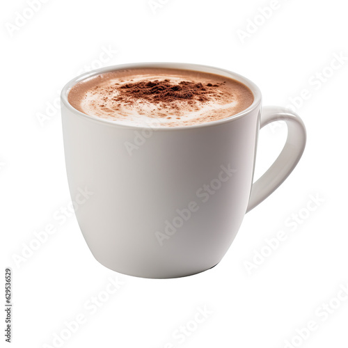 Rich and Creamy Hot Chocolate in Ceramic Mug isolated on transparent background. 
