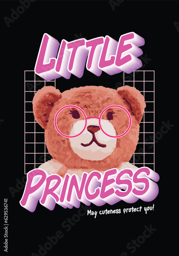 Apparel design for t-shirt. Little princess concept design.
