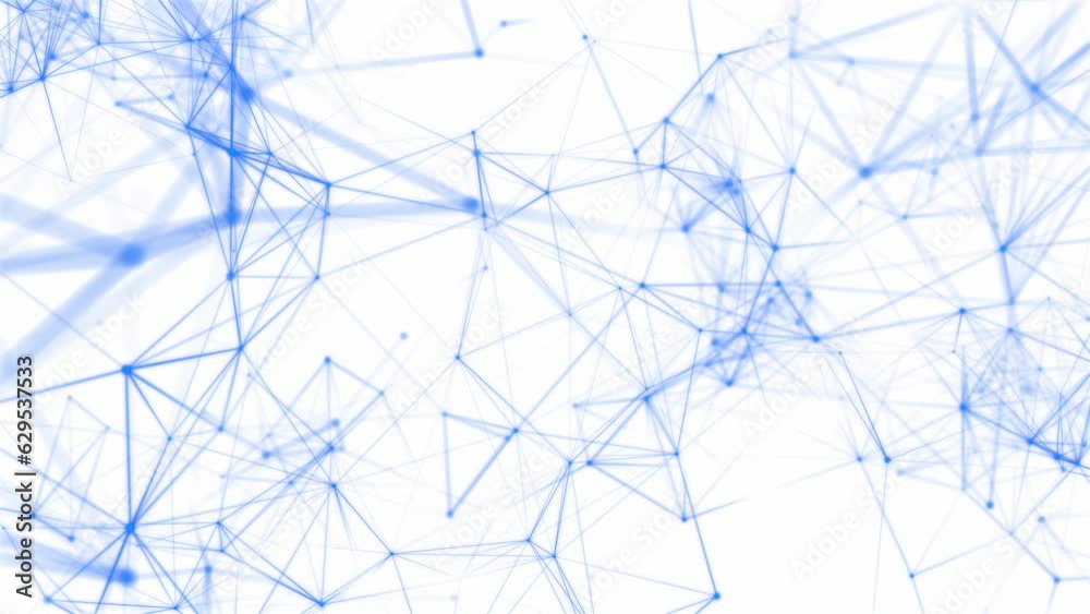 Blue polygonal space. Structure of dots and connection lines. Digital background. Weaving effect. 3d. 4k animation.