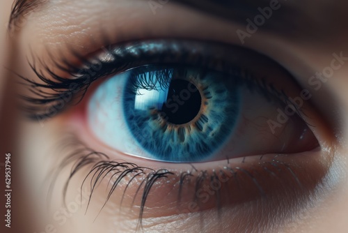 Close-up of a female blue eye.