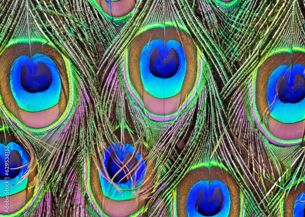 Fototapeta premium abstract peacock feather pattern created with generative ai technology