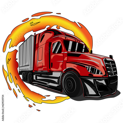 Truck illustration isolated on white background. photo
