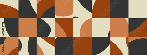 Trendy abstract banner background with organic cut out shapes collage