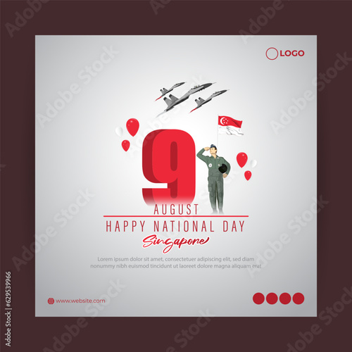 Vector illustration of Singapore National Day social media story feed mockup template