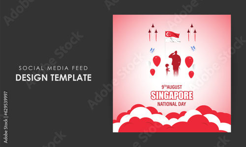 Vector illustration of Singapore National Day social media story feed mockup template